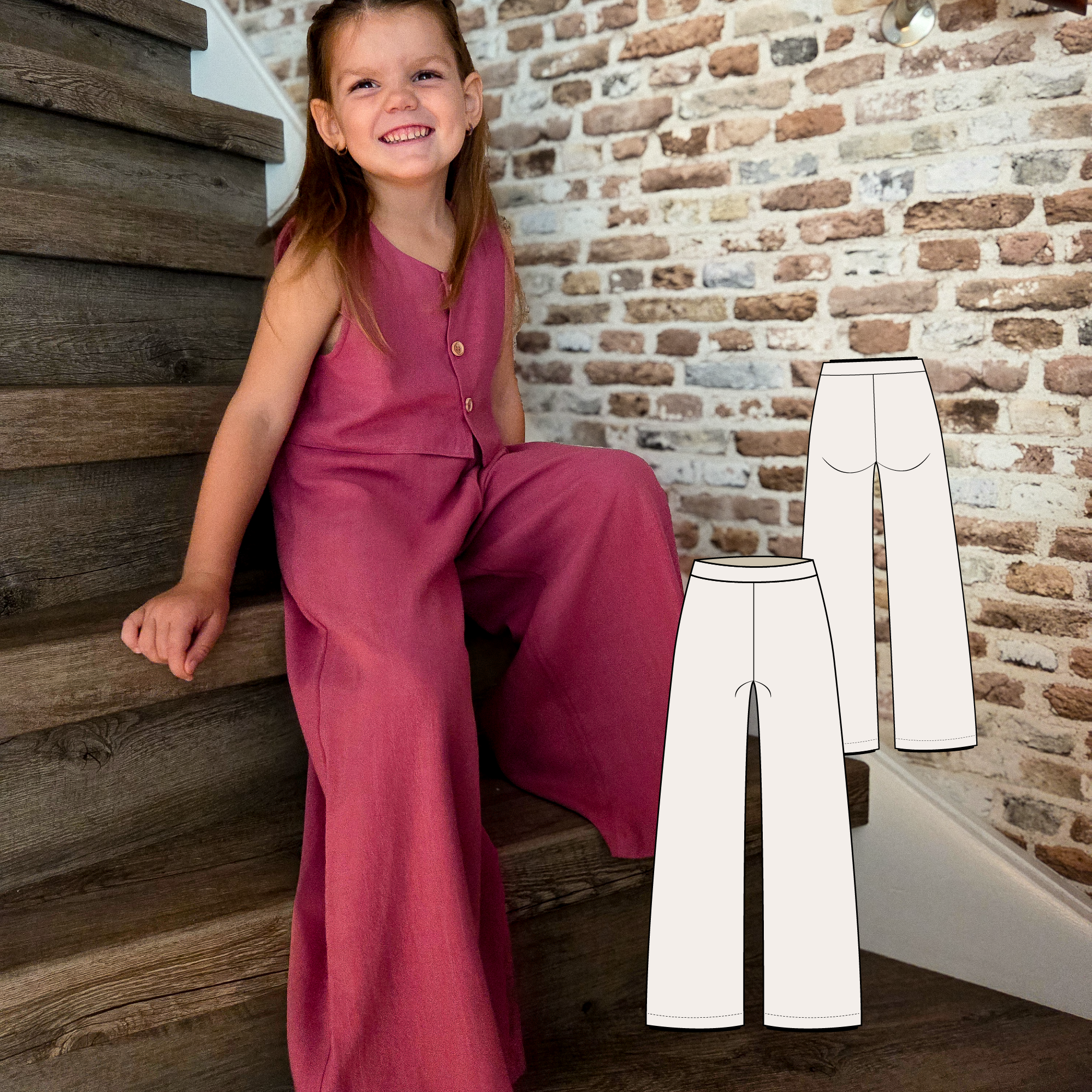 Kinderpatroon | Palazzo broek Kate |Maat 116-152|